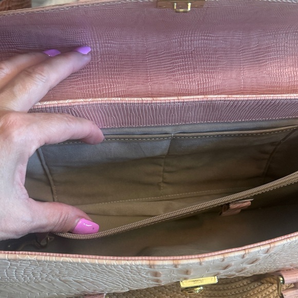 Brahmin Cream /Pink Crocodile-Embossed Women's Bag - Picture 5 of 17